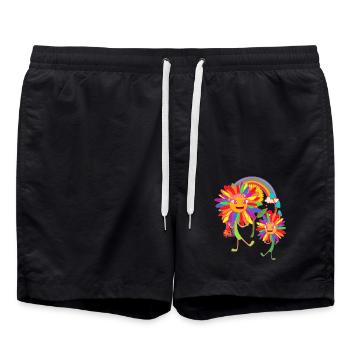 Sunflowers Rainbow LGBT - Swim Trunks - black - Front - AI Model Male 185 light (185cm)