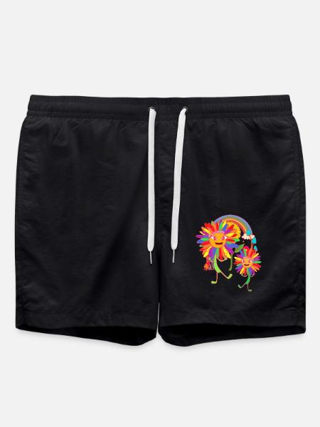 Sonnenblumen Regenbogen LGBT - Badeshorts - Schwarz