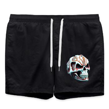 Schädel Nr. 1 - Badeshorts - Schwarz - Vorne - AI Model Male 185 light (185cm)