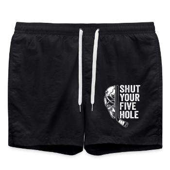 shut your five hole - Swim Trunks - black - Front - AI Model Male 185 light (185cm)