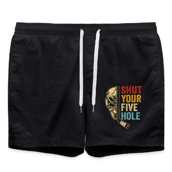 shut your five hole - Swim Trunks - black - Front - AI Model Male 185 light (185cm)