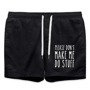 Please Don't Make Me Do Stuff - Swim Trunks - black - Front - AI Model Male 185 light (185cm)