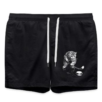 Funny Cat Hockey sur glace - Short de bain - noir - Devant - AI Model Male 185 light (185cm)