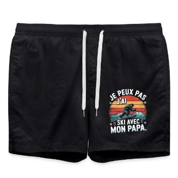 Je peux pas j ai ski avec mon papa - Short de bain - noir - Devant - AI Model Male 185 light (185cm)