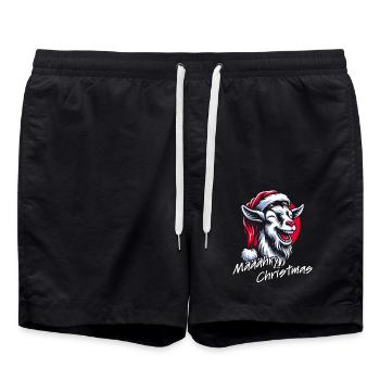Drôle de chèvre de Noël avec chapeau de Père Noël - Short de bain - noir - Devant - AI Model Male 185 light (185cm)