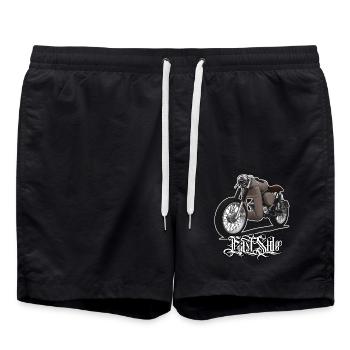 S51 (braun) // Illustration - Badeshorts - Schwarz - Vorne - AI Model Male 185 light (185cm)