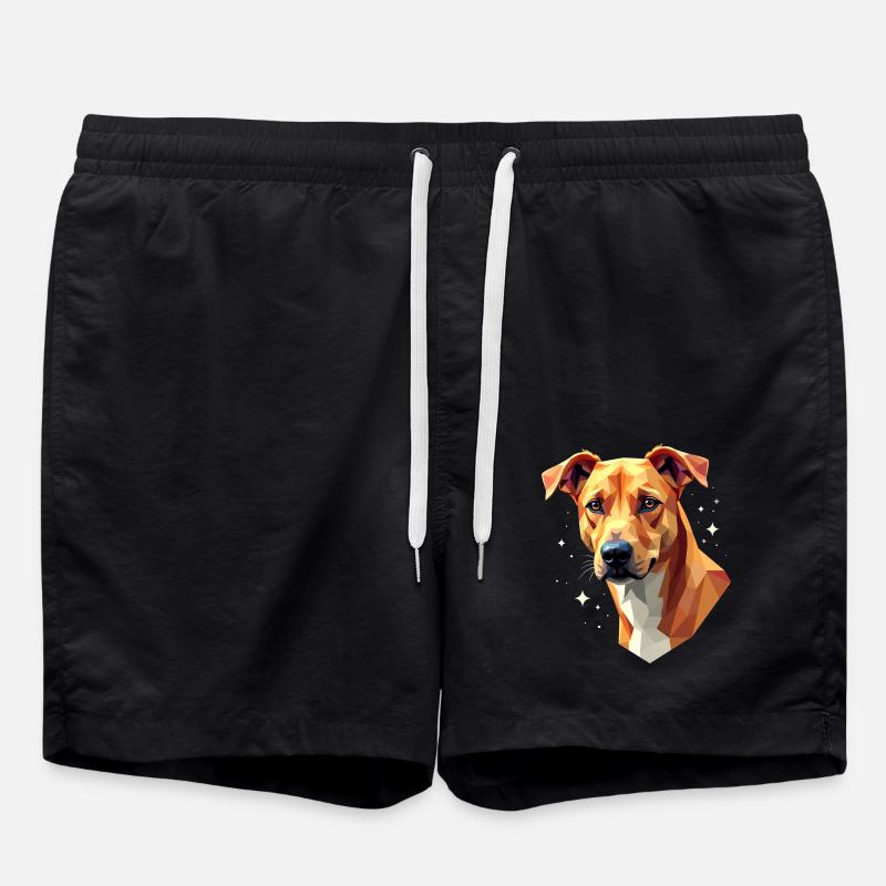 Geometric Dog - Artwork - Swim Trunks - black