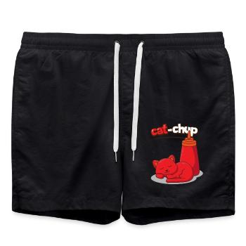 CatChup Cat, Cadeau pour chat - Short de bain - noir - Devant - AI Model Male 185 light (185cm)
