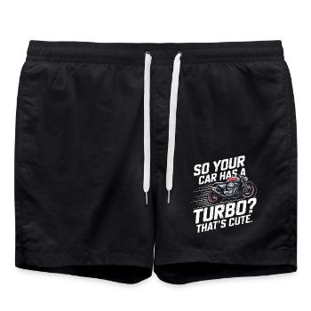 Un design de course amusant pour les fans de moto - Short de bain - noir - Devant - AI Model Male 185 light (185cm)