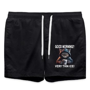 Good morning Very thin - Swim Trunks - black - Front - AI Model Male 185 light (185cm)