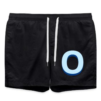 Lettre o bleu pop et moderne - Short de bain - noir - Devant - AI Model Male 185 light (185cm)