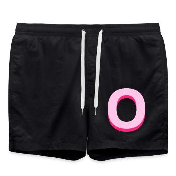Letter O pink pop and modern - Swim Trunks - black - Front - AI Model Male 185 light (185cm)