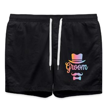 Groom Wedding Marriage - Swim Trunks - black - Front - AI Model Male 185 light (185cm)