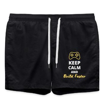 Bleib ruhig und baue schneller - Gamer & Creative - Badeshorts - Schwarz - Vorne - AI Model Male 185 light (185cm)