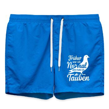 Brieftauben Taubensilhouette lustiger Taubenspruch - Badeshorts - Cobalt blue - Vorne
