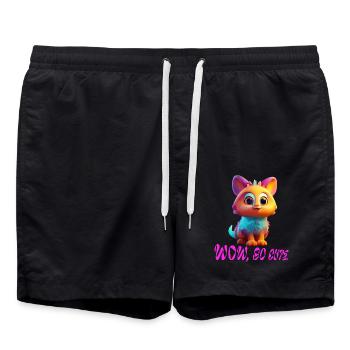 Cute animal - Swim Trunks - black - Front - AI Model Male 185 light (185cm)