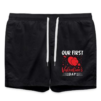 xoxo love you amore Blumen Frauen Valentinstag 14 - Badeshorts - Schwarz - Vorne - AI Model Male 185 light (185cm)