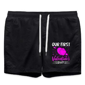 xoxo love you amore Blumen Frauen Valentinstag 14 - Badeshorts - Schwarz - Vorne - AI Model Male 185 light (185cm)