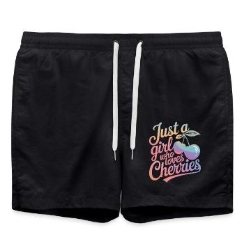 Cherries Cherries Fruits Food - Swim Trunks - black - Front - AI Model Male 185 light (185cm)