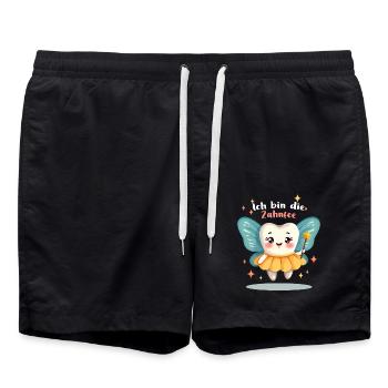 Ich bin die Zahnfee Kostüm - Karneval Fasching - Badeshorts - Schwarz - Vorne - AI Model Male 185 light (185cm)