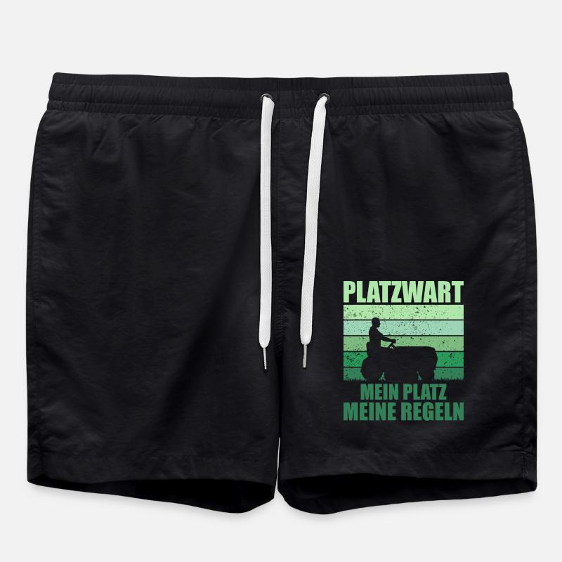Groundskeeper Garden Lawn Mower Gift - Swim Trunks - black