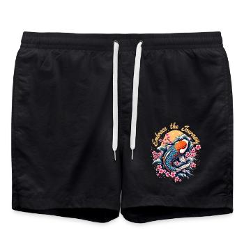 Poisson koï japonais - Short de bain - noir - Devant - AI Model Male 185 light (185cm)
