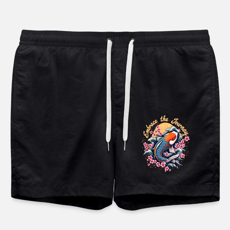 Japanese Koi Fish - Swim Trunks - black