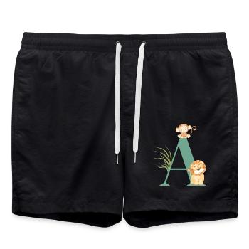 Brief an Green Jungle Animals - Badeshorts - Schwarz - Vorne - AI Model Male 185 light (185cm)
