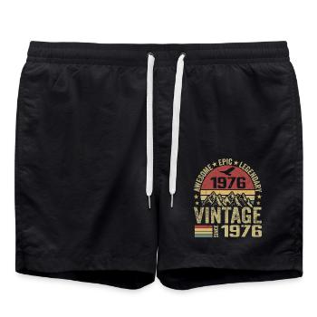 Vintage 1976 Birthday Gift 1976 - Born in 1976 - Swim Trunks - black - Front - AI Model Male 185 light (185cm)
