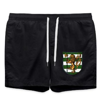 Wappen gold Löwe - Badeshorts - Schwarz - Vorne - AI Model Male 185 light (185cm)