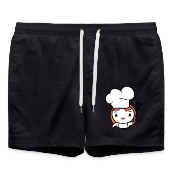 Vogel Chefkoch Mütze Ente lecker hunger essen süß - Badeshorts - Schwarz - Vorne - AI Model Male 185 light (185cm)