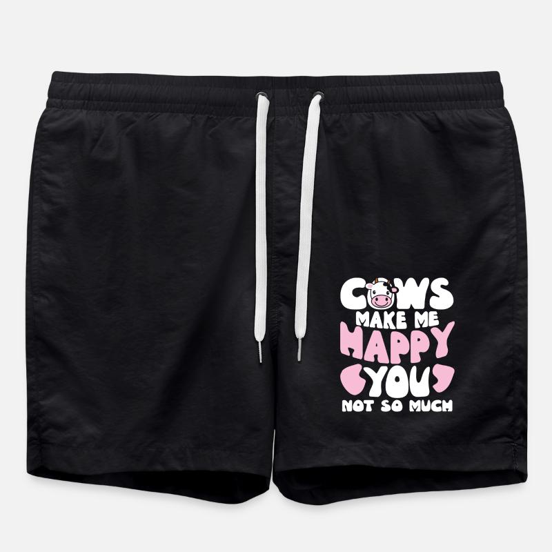 Cows Make Me Happy - Swim Trunks - black