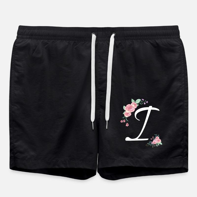 Lettre i fleurs - Short de bain - noir