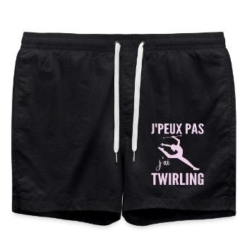 I can't I twirling humor woman twirling - Swim Trunks - black - Front - AI Model Male 185 light (185cm)