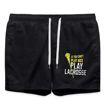 Play Lacrosse - Swim Trunks - black - Front - AI Model Male 185 light (185cm)