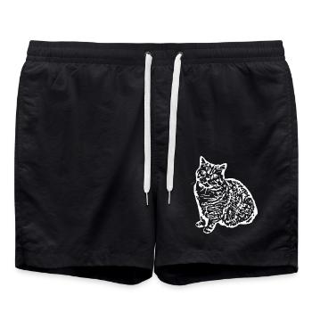British Shorthair Chat Chat Noir Chats - Short de bain - noir - Devant - AI Model Male 185 light (185cm)