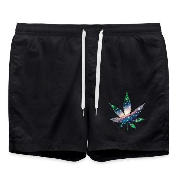 Galaxy Hanfblatt - Cannabis - Weed - Badeshorts - Schwarz - Vorne - AI Model Male 185 light (185cm)
