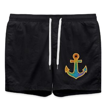 Marin ancre en paillettes dorées - Short de bain - noir - Devant - AI Model Male 185 light (185cm)