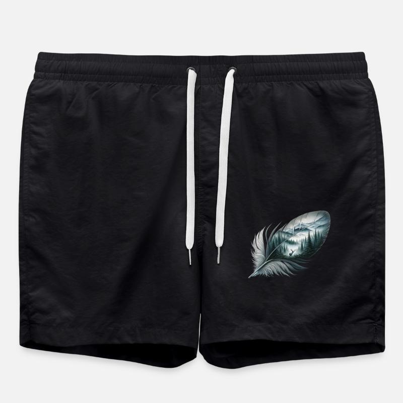 Wildlife Feather - Swim Trunks - black