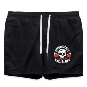 This Teacher Always Needs Coffee - Swim Trunks - black - Front - AI Model Male 185 light (185cm)