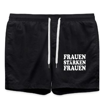 frauen stärken frauen - Badeshorts - Schwarz - Vorne - AI Model Male 185 light (185cm)