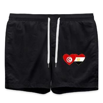 Tunisia Egypt Flag Heart - Swim Trunks - black - Front - AI Model Male 185 light (185cm)
