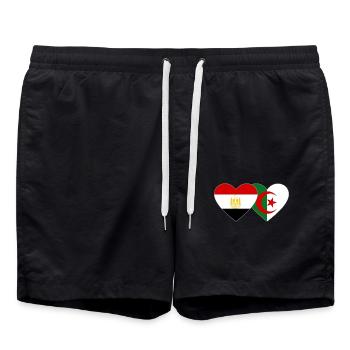 Egypt Algeria Flag Heart - Swim Trunks - black - Front - AI Model Male 185 light (185cm)