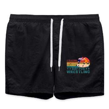 It's a cool day for wrestling - Swim Trunks - black - Front - AI Model Male 185 light (185cm)