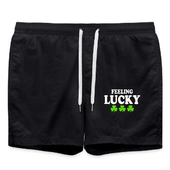feeling lucky - Swim Trunks - black - Front - AI Model Male 185 light (185cm)