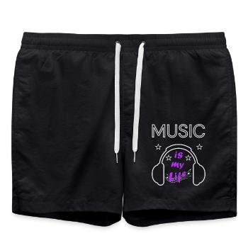 Music is my Life - Badeshorts - Schwarz - Vorne - AI Model Male 185 light (185cm)