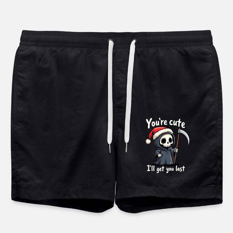 Süßer Sensenmann mit Weihnachtsmütze - Badeshorts - Schwarz