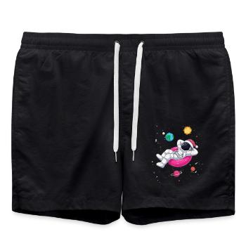 Weihnachts-Astronaut entspannt im All - Badeshorts - Schwarz - Vorne - AI Model Male 185 light (185cm)
