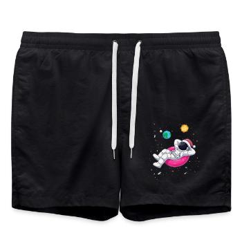 Weihnachts-Astronaut entspannt im All - Kosmische - Badeshorts - Schwarz - Vorne - AI Model Male 185 light (185cm)
