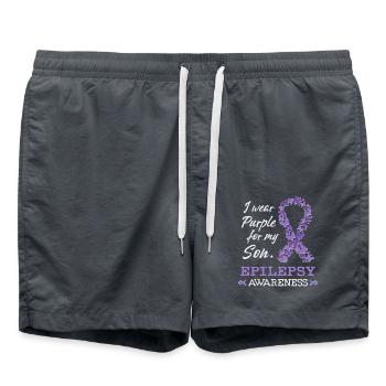Violet pour la sensibilisation à l’épilepsie de mon fils - Short de bain - charbon - Devant - AI Model Male 185 light (185cm)